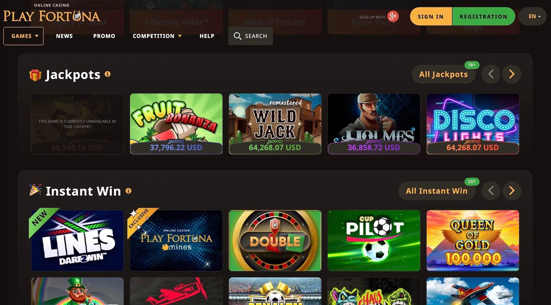 Play Fortuna Casino Review Jackpots