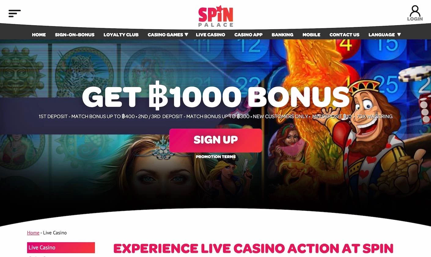 Spin Palace Casino Welcome Bonus