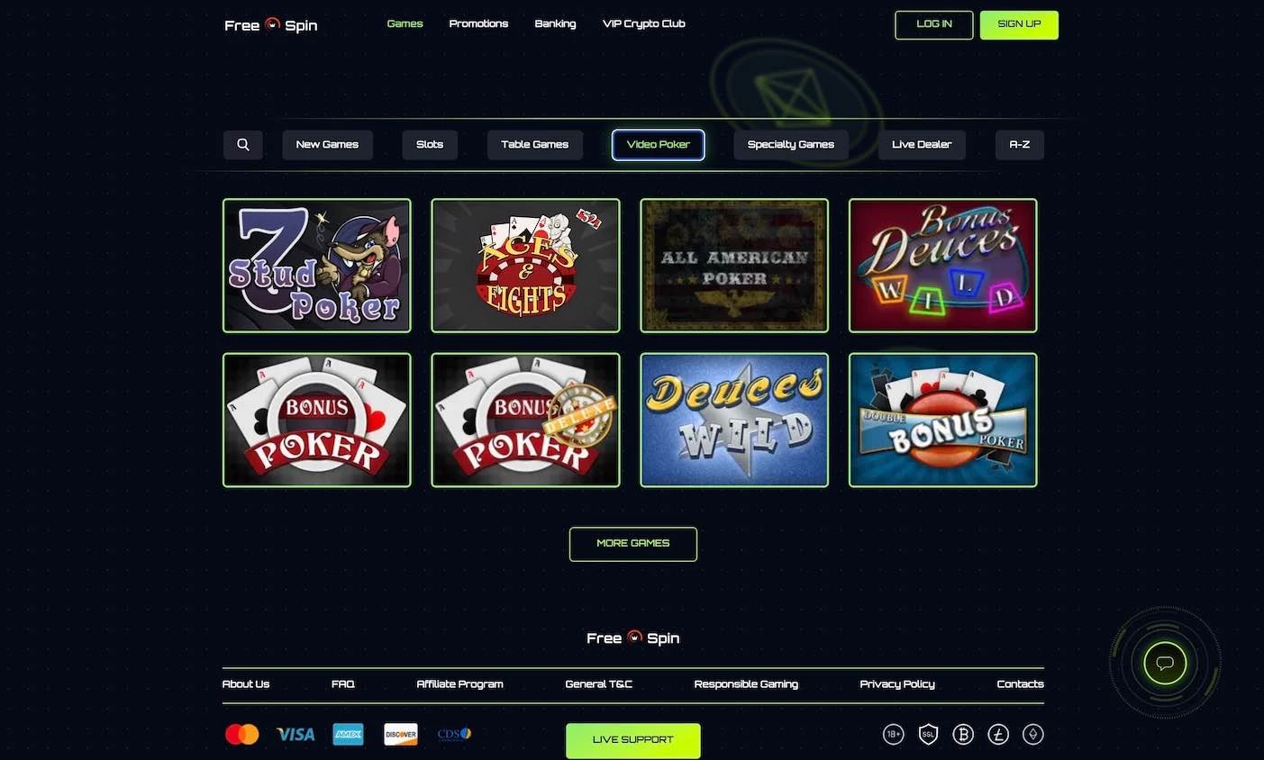 Free spin casino video poker