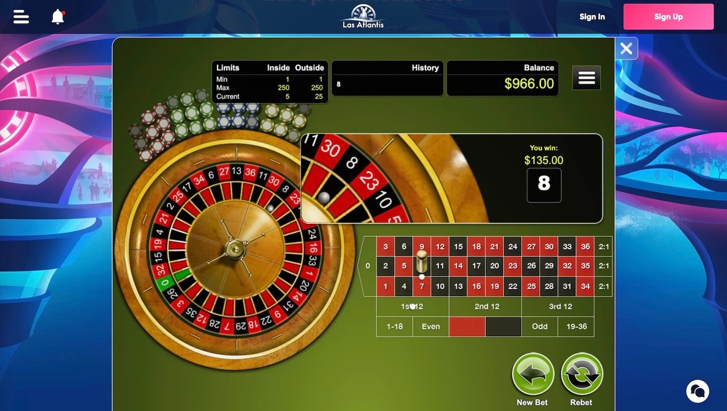 Las Atlantis casino roulette game