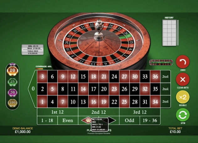 European Roulette by Playtech - 10 bet