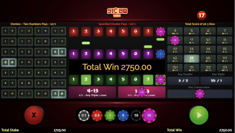 Sic Bo 888 by 1x2Gaming Win