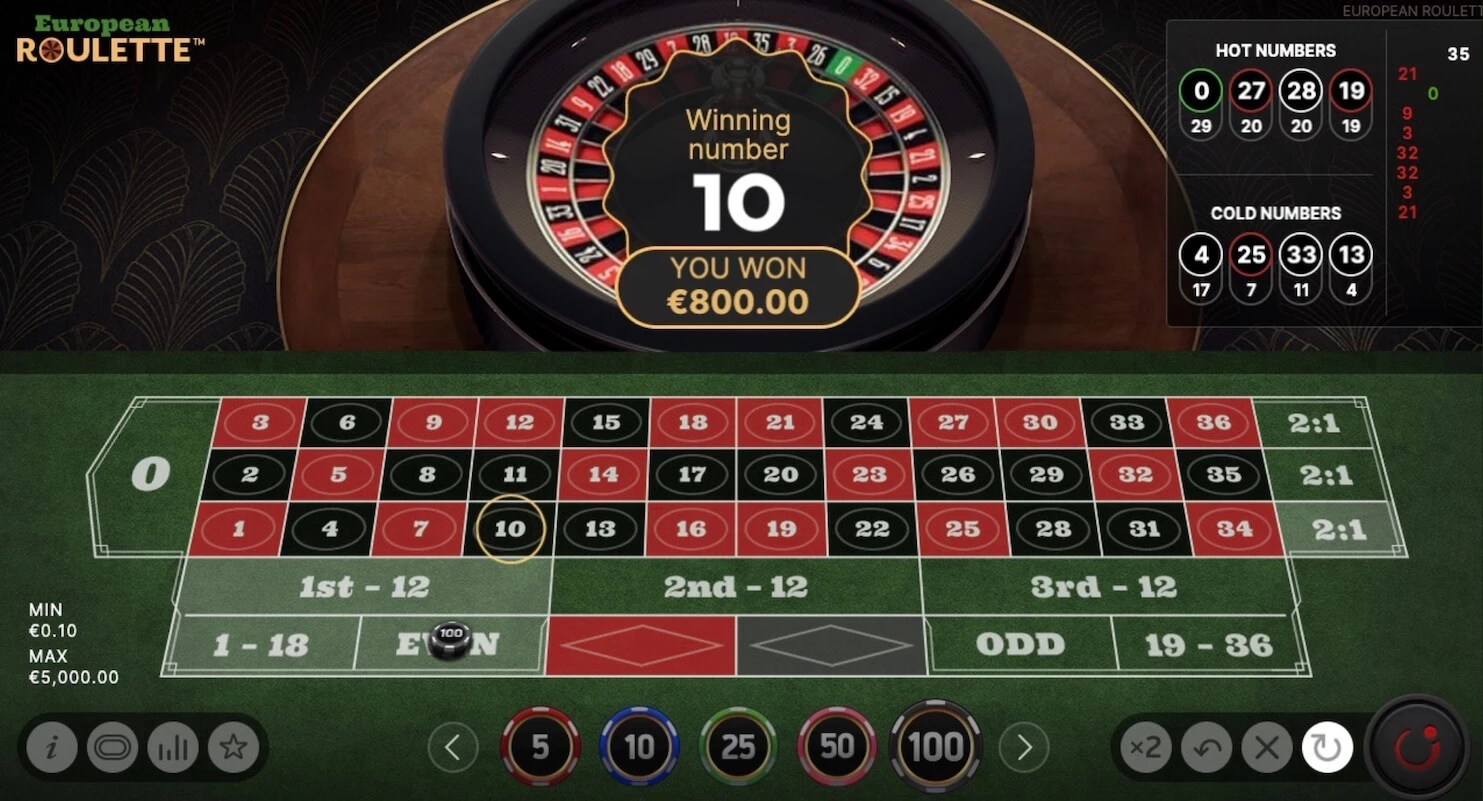 European roulette online win 10 black
