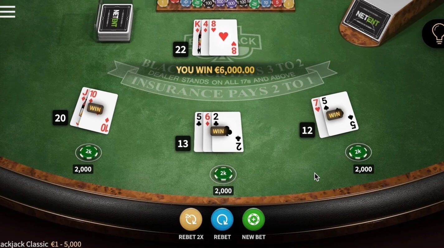 Blackjack online win double 6000