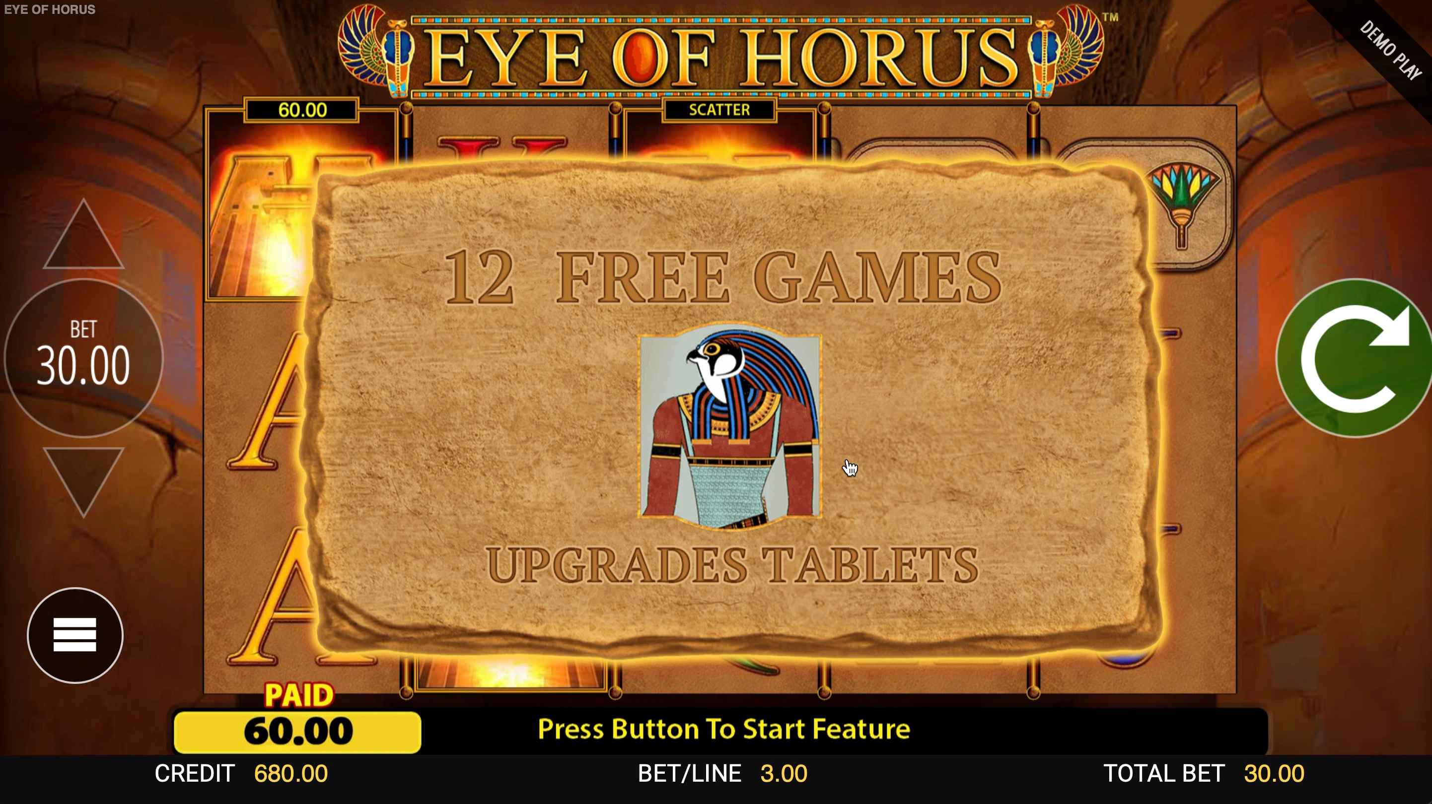 Eye of Horus slot 12 bonus games