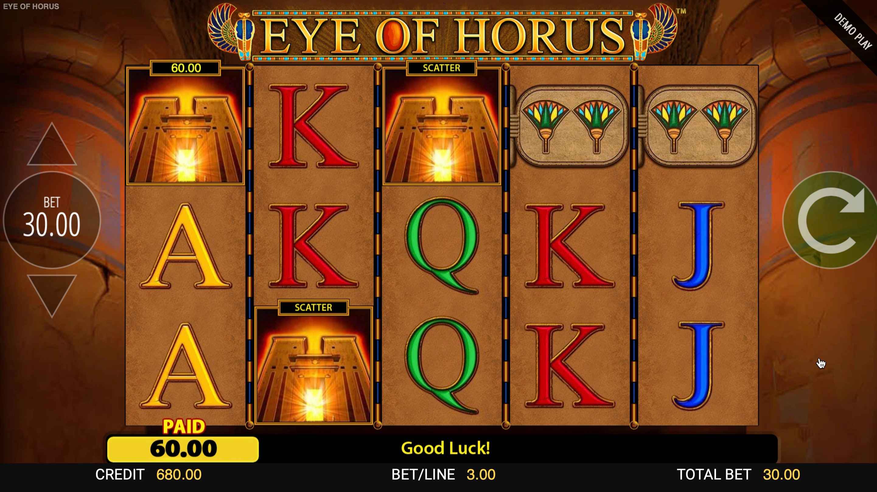 Eye of Horus slot 3 scatter