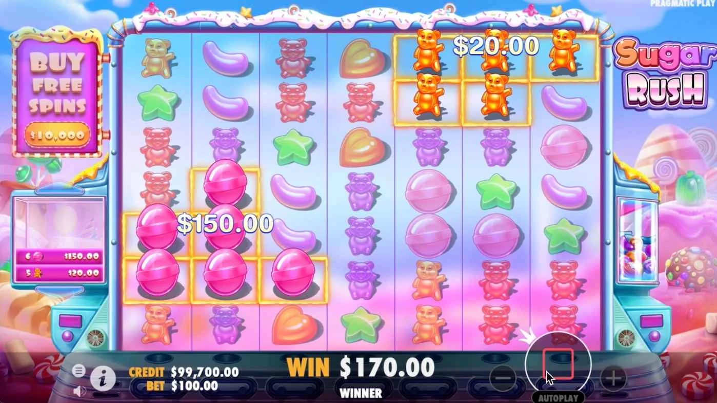Sugar Rush Slot by Pragmatic Play win 170$