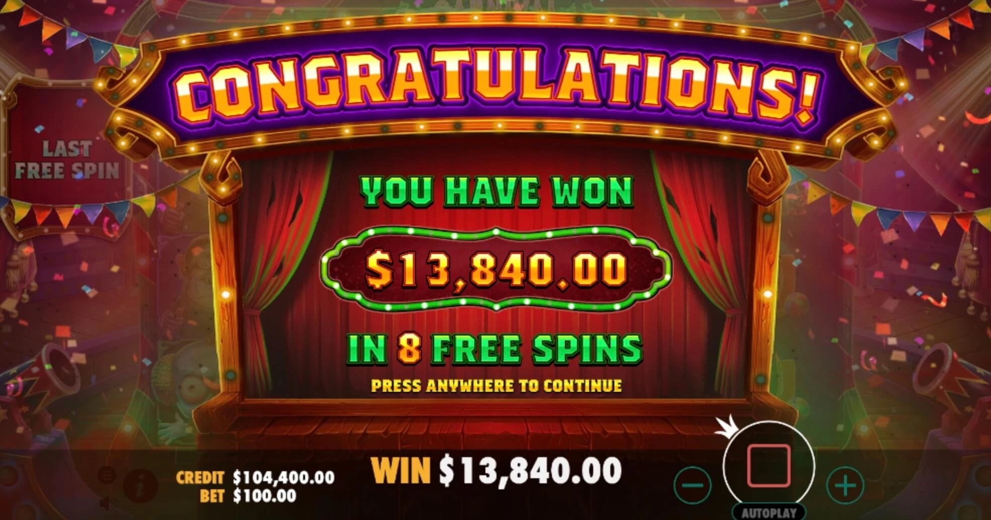 Zombie Carnival slot all wins