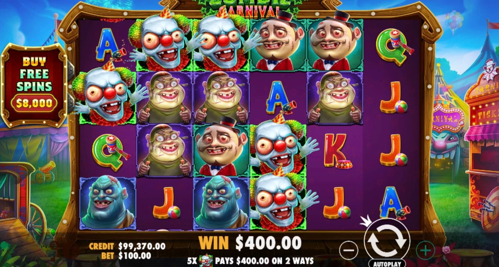 Zombie Carnival slot main page