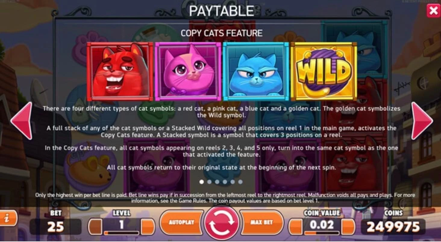 Copy Cats Slot Review Pay Table