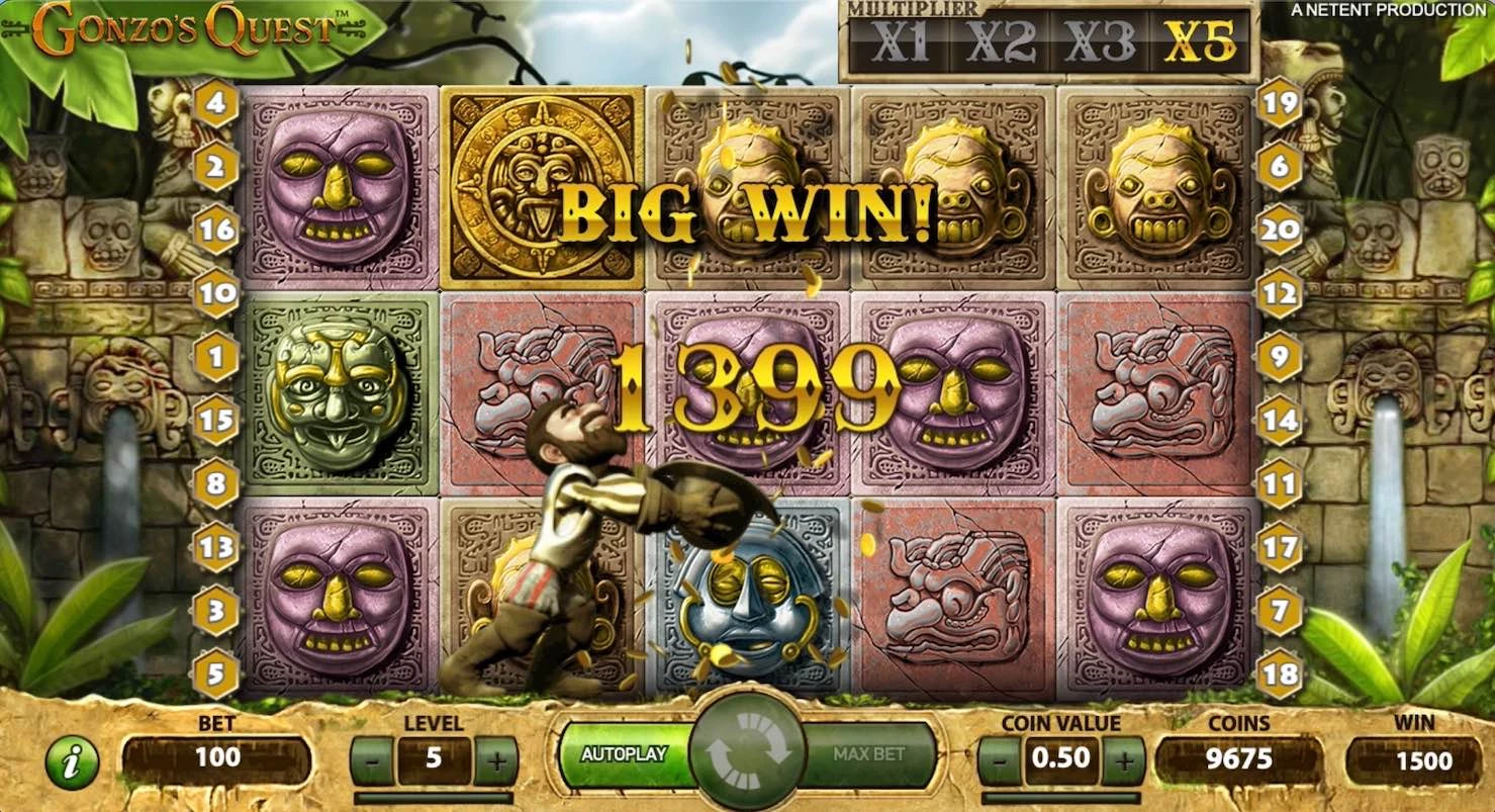 Gonzo's Quest Slot by NetEnt - Big Win