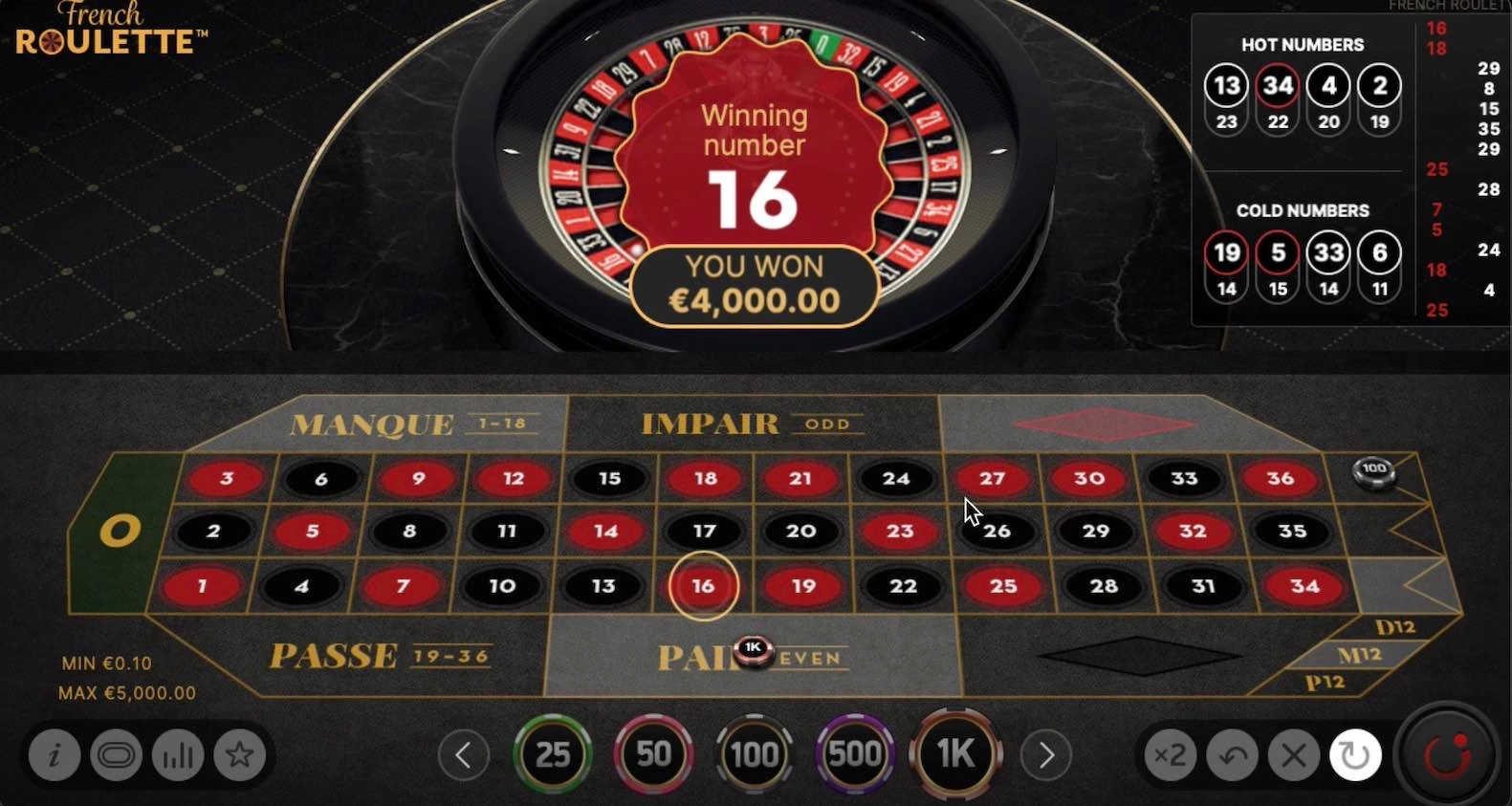 French Roulette (NetEnt) 4000$ Wins
