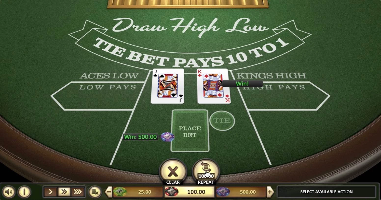 Draw High Low Betsoft Game win 500$