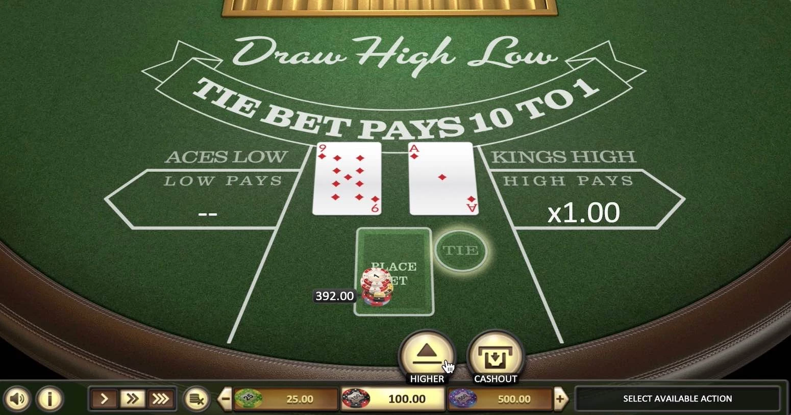 Draw High Low Betsoft Game Win 392$