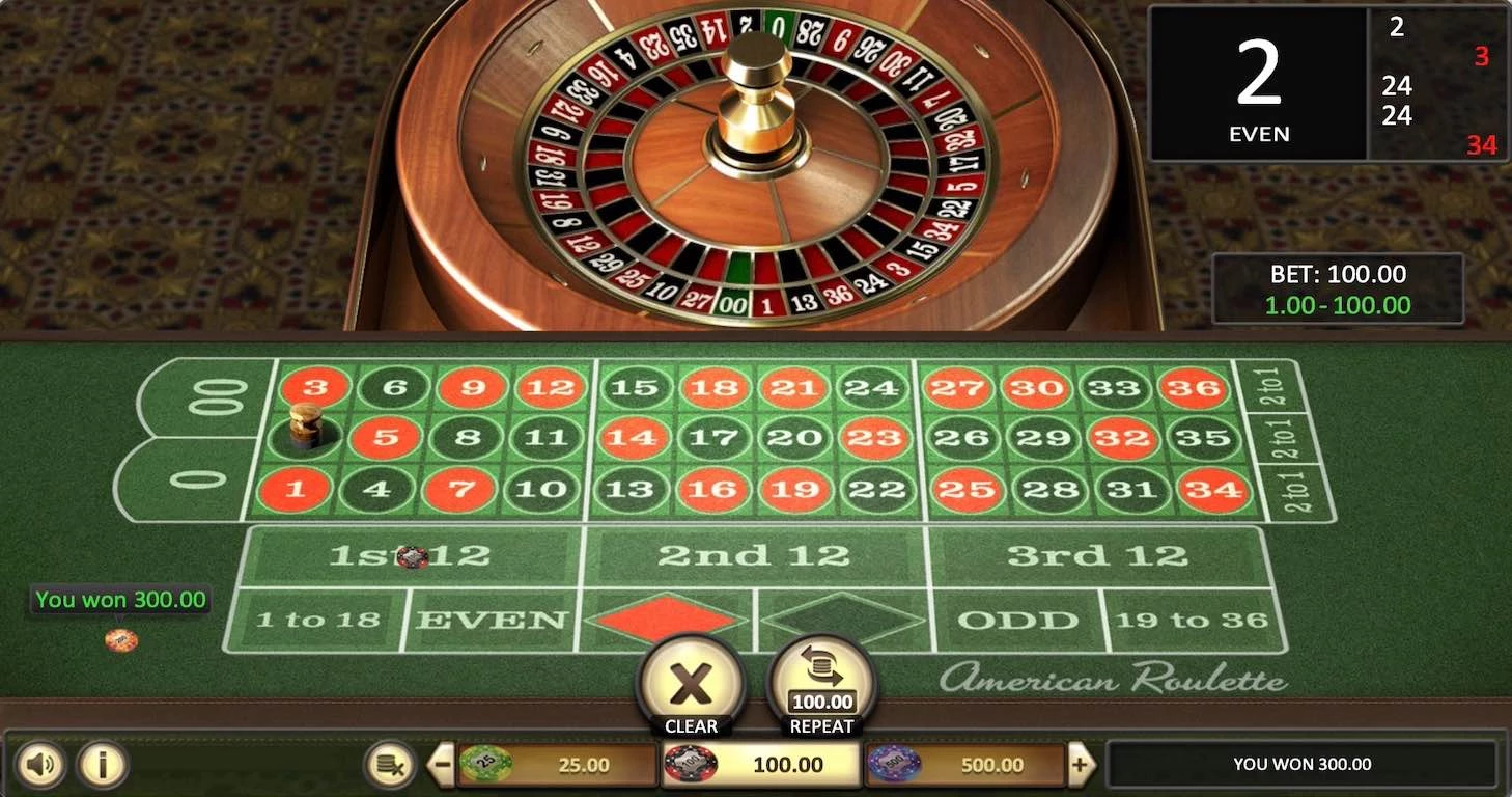 American Roulette (BetSoft) won $300 number 2