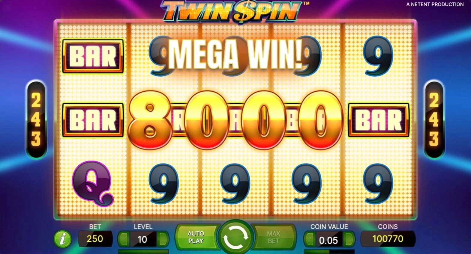 Twin Spin (NetEnt) Online Slot Won $8000