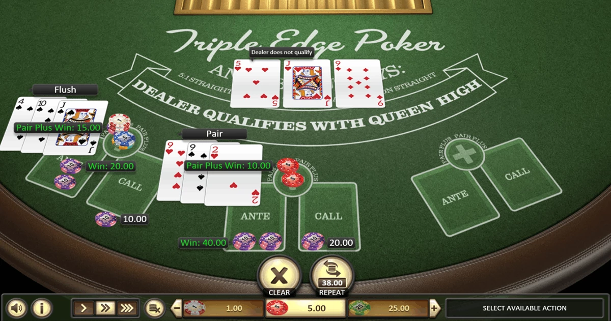 Triple Edge Poker BetSoft Win $85