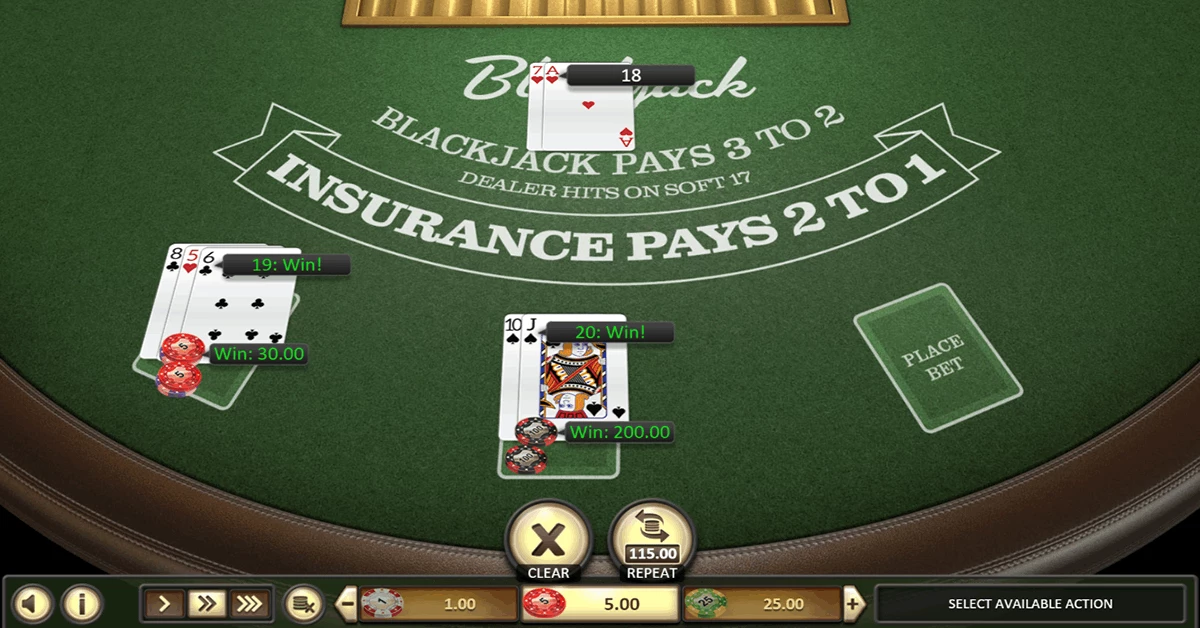Single Deck Blackjack by BetSoft - Win $230