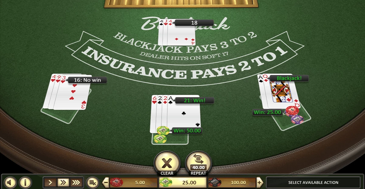 Single Deck Blackjack by BetSoft - Win $75