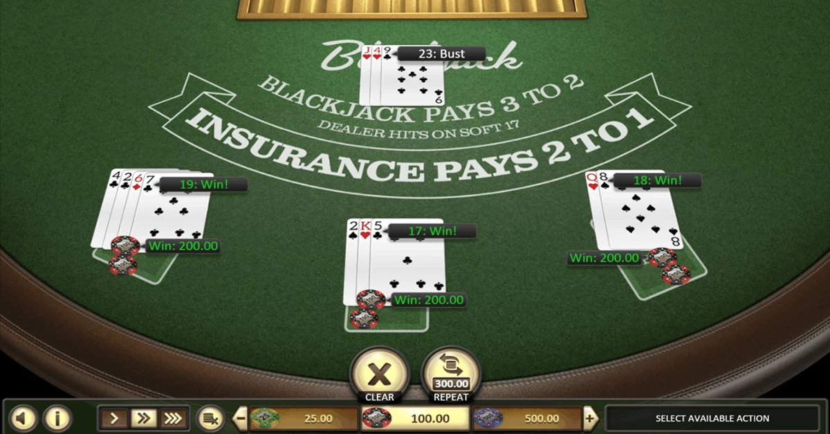 Single Deck Blackjack by BetSoft - Big Win $600
