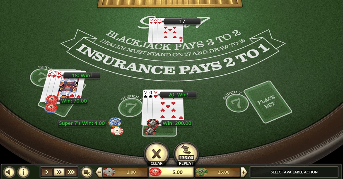 Super 7 Blackjack by BetSoft - Win $274