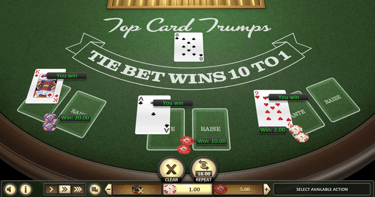 Top Card Trumps BetSoft Win $32