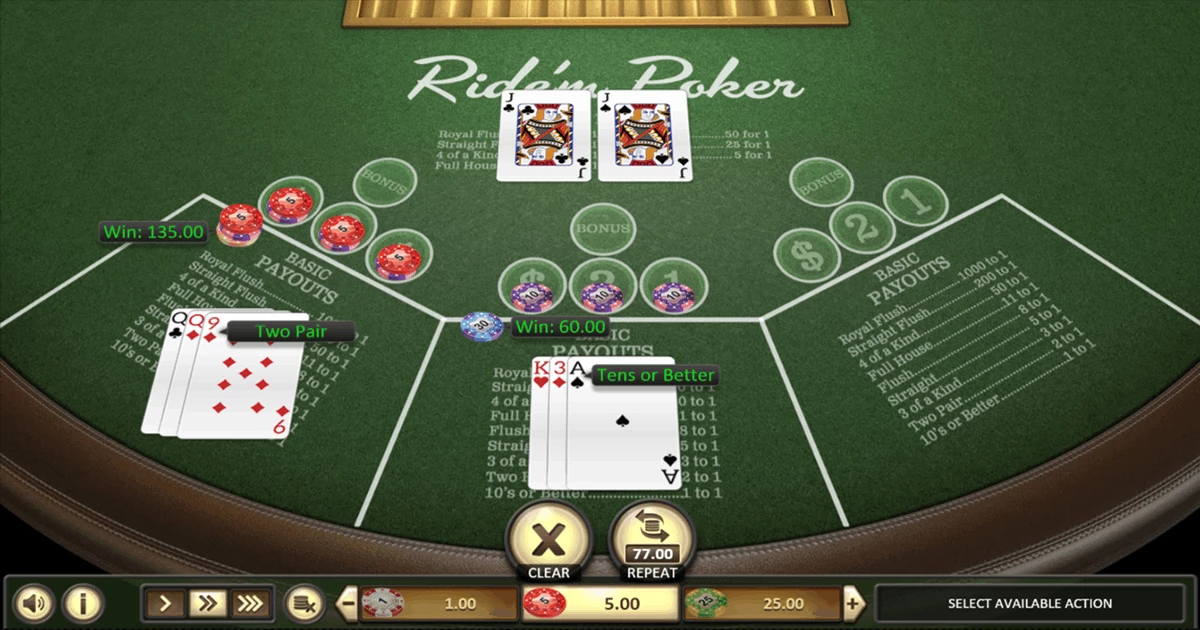 Ride'm Poker  BetSoft Win $195