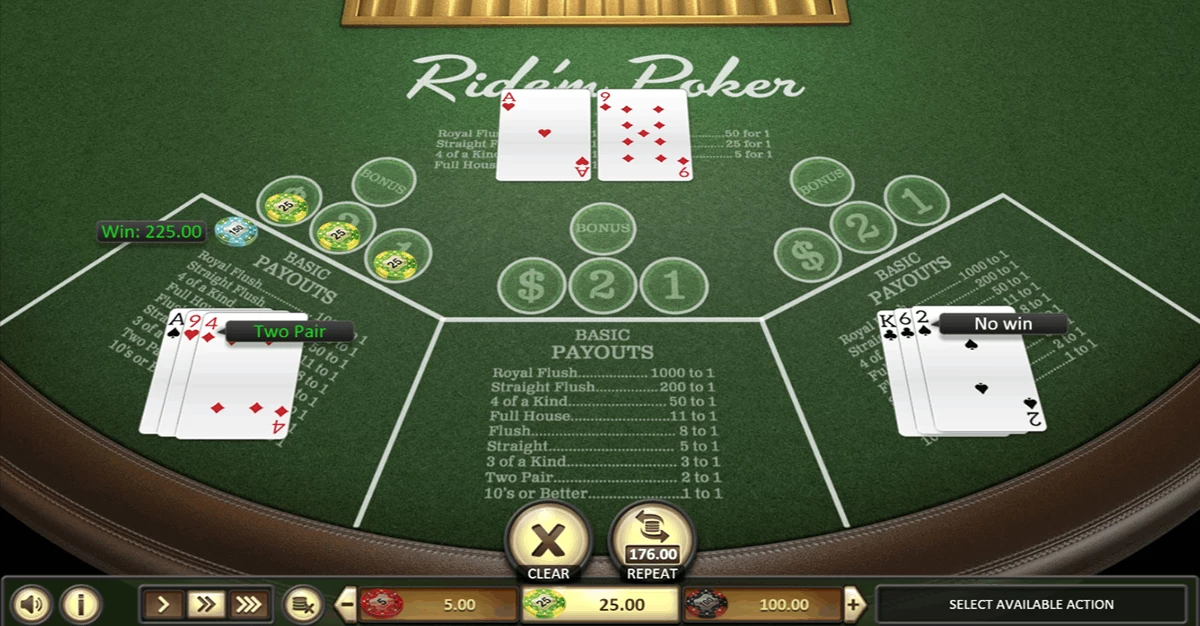 Ride'm Poker  BetSoft Win $250