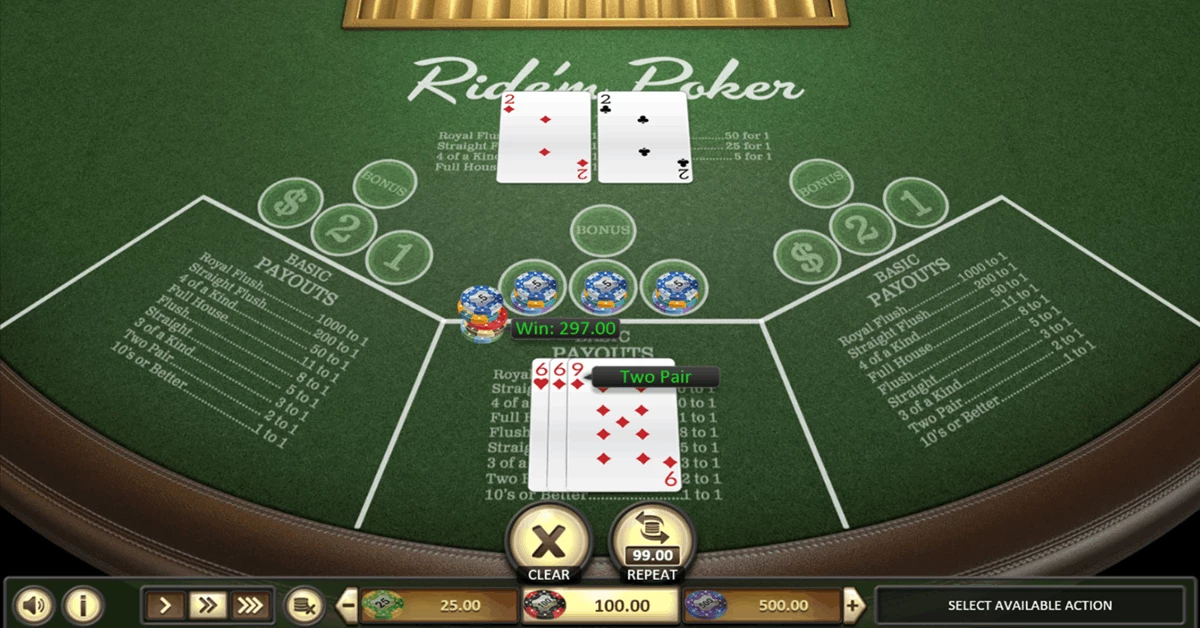 Ride'm Poker  BetSoft Win $297