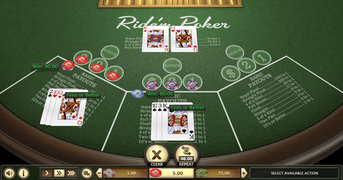 Ride'm Poker  BetSoft Win $90