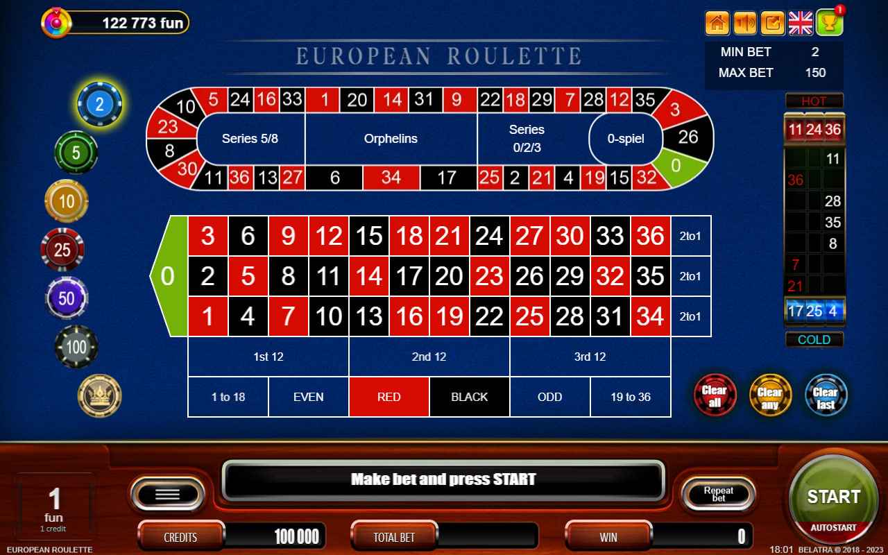 European Roulette by Belatra Games - 2 Table