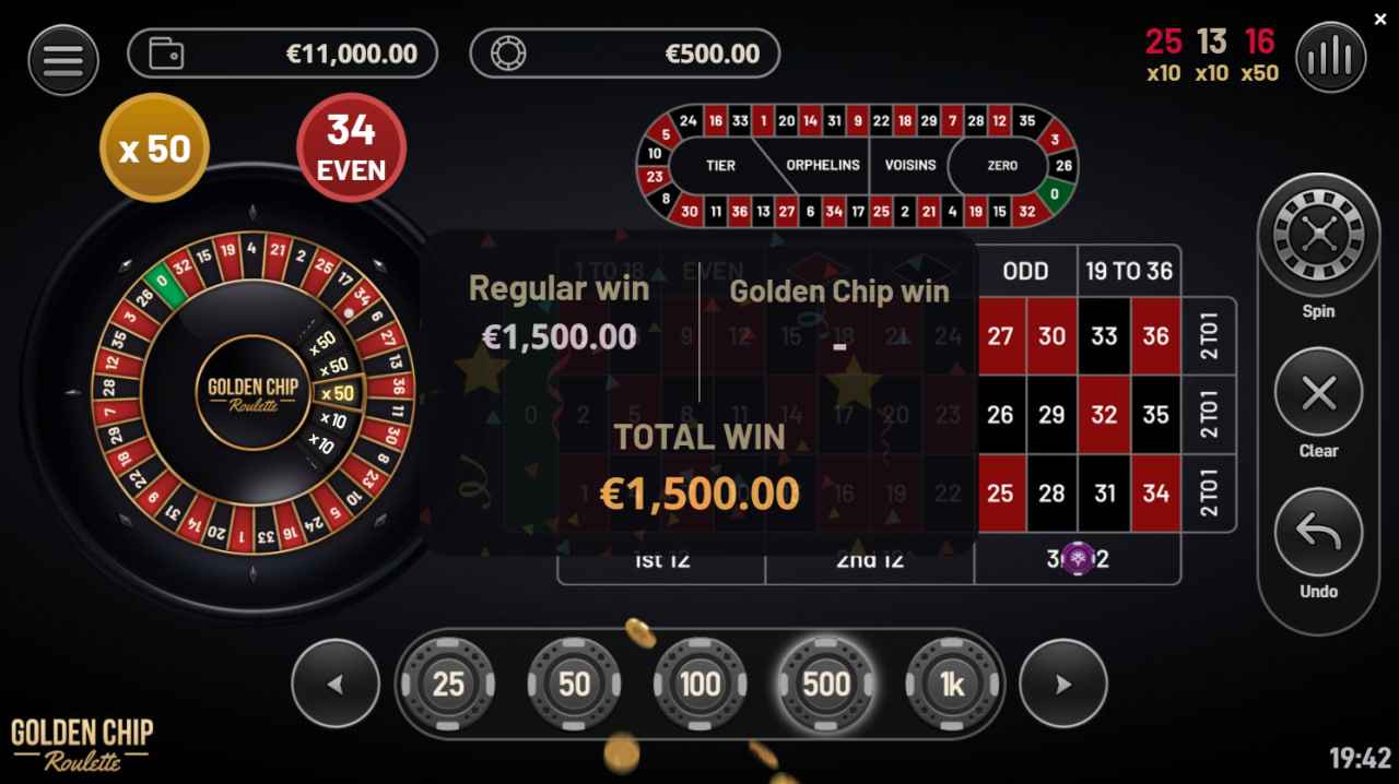 Golden Chip Roulette by Yggdrasil Gaming - 34 Red